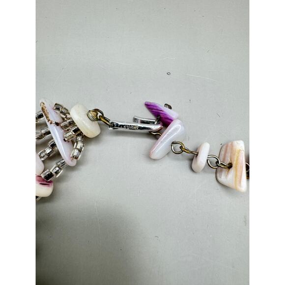 Vintage Japan 4 Strand Purple Shell Necklace - Picture 7 of 10